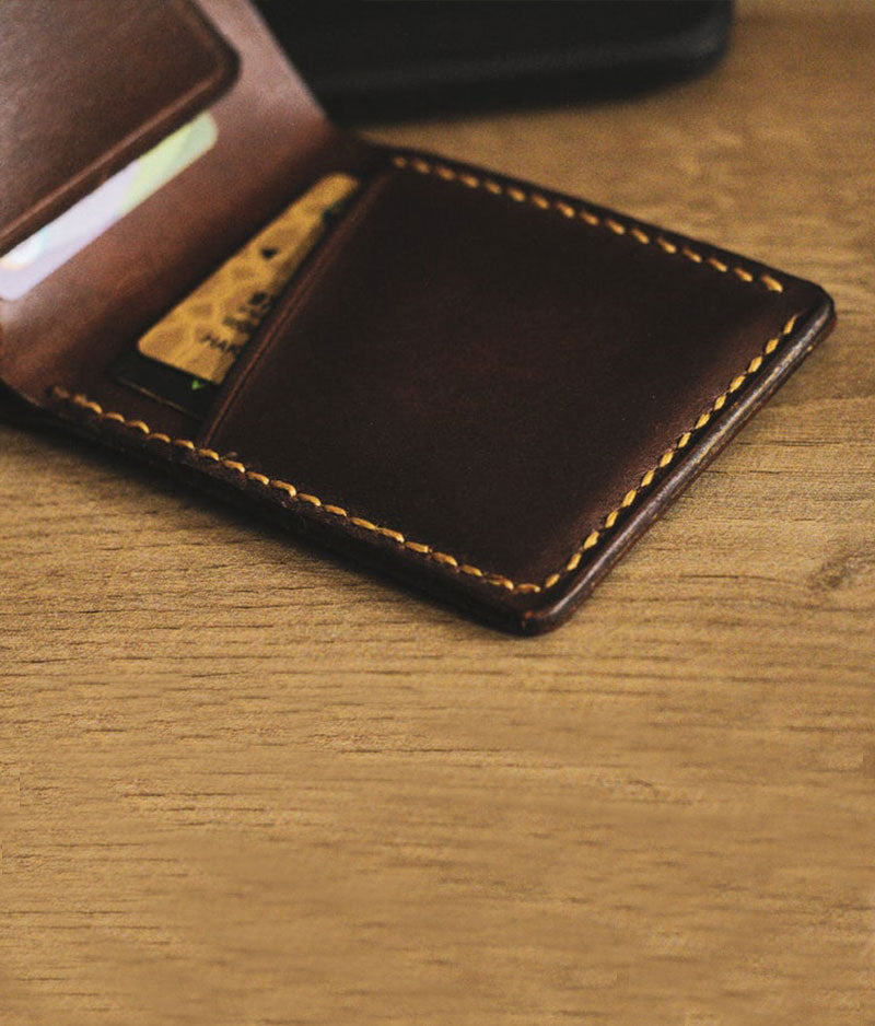 Brown Money Clip Wallet. Handmade of High quality Italian leather!