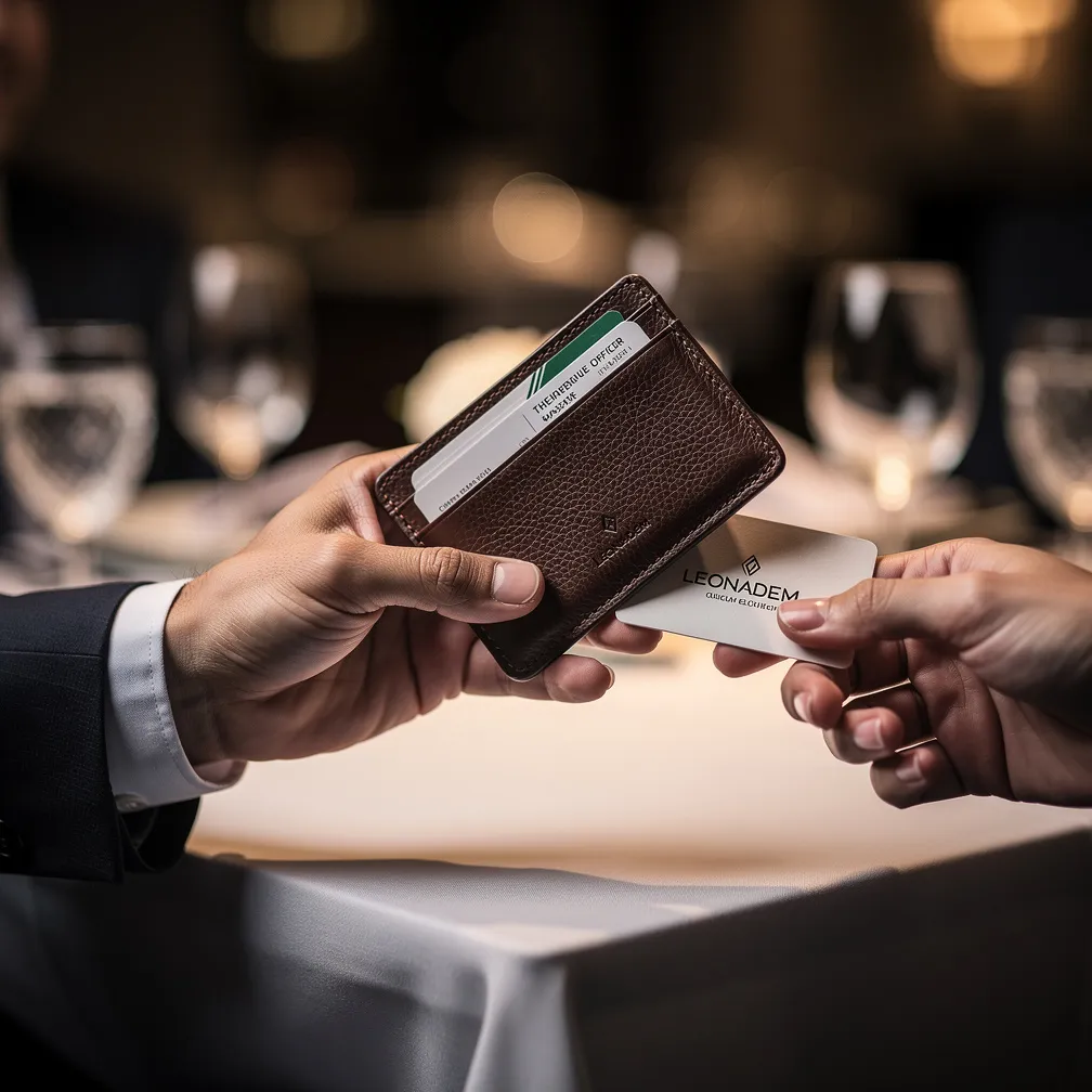 Leonadem handmade leather - Chief Revenue Officer Leather Card Case Client Dinners 1:1 guide