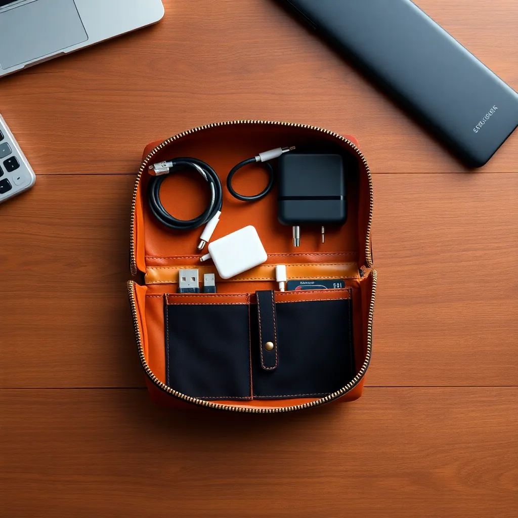 Leonadem artesania en cuero hecho a mano - Cto Leather Adapter Cable Case Tech Gear Organization