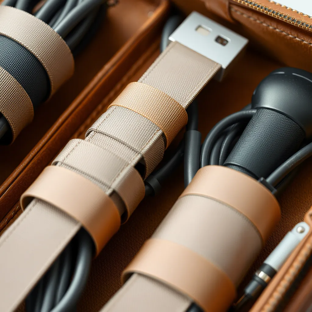 Leonadem artesania en cuero hecho a mano - Cto Leather Adapter Cable Case Tech Gear Organization