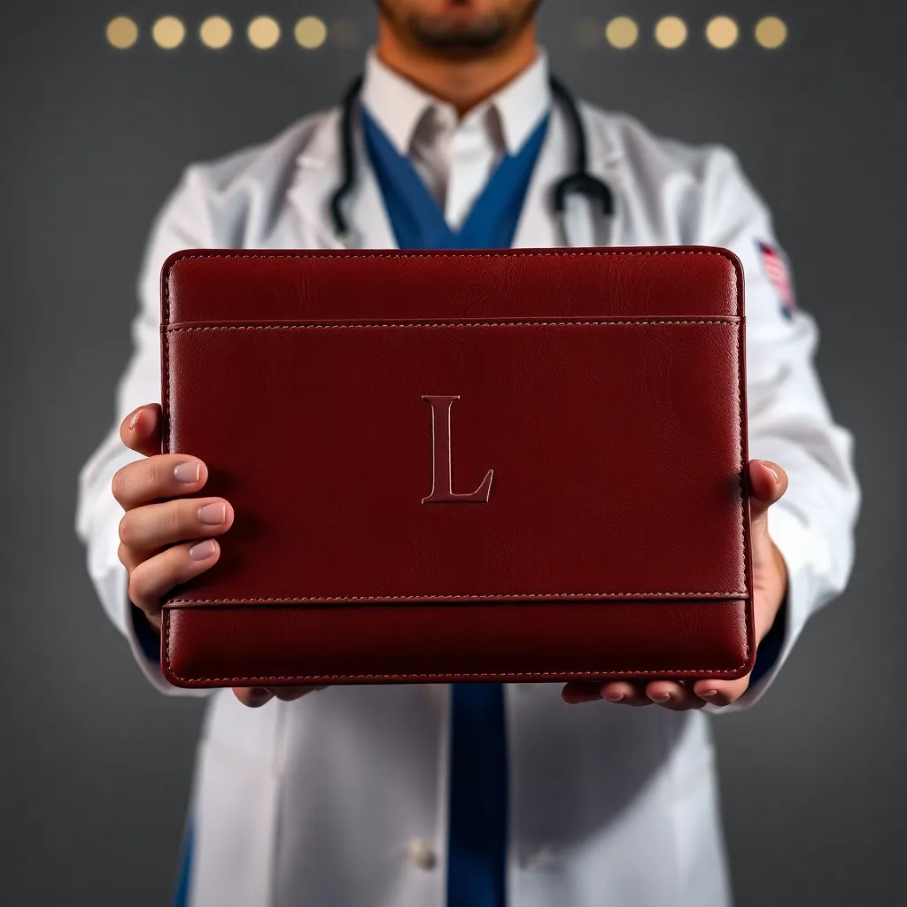 Leonadem handmade leather - Custom Monogrammed Leather Folio Cardiology Promotion 1:1 guide