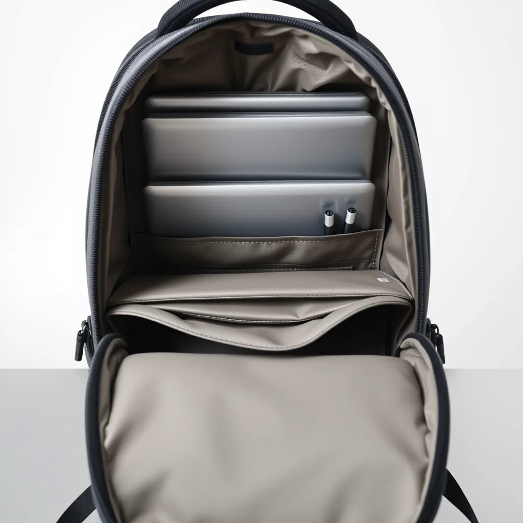 Leonadem handmade leather - Durable Work Backpack Daily Office Use Guide 1:1 interior_laptop_compartment