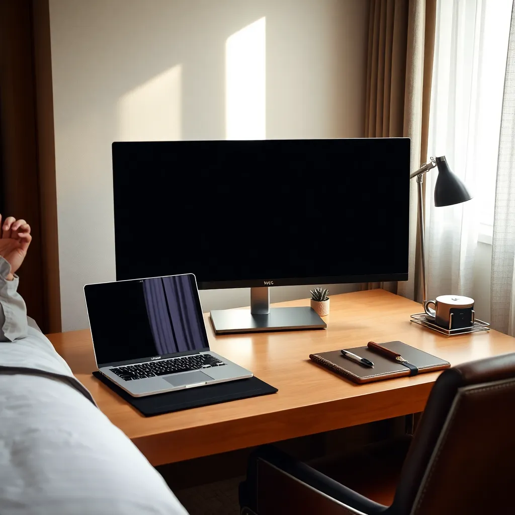 Leonadem handmade leather - Management Consultant Hotel Room Workspace Setup 1:1 hotel_workspace_main
