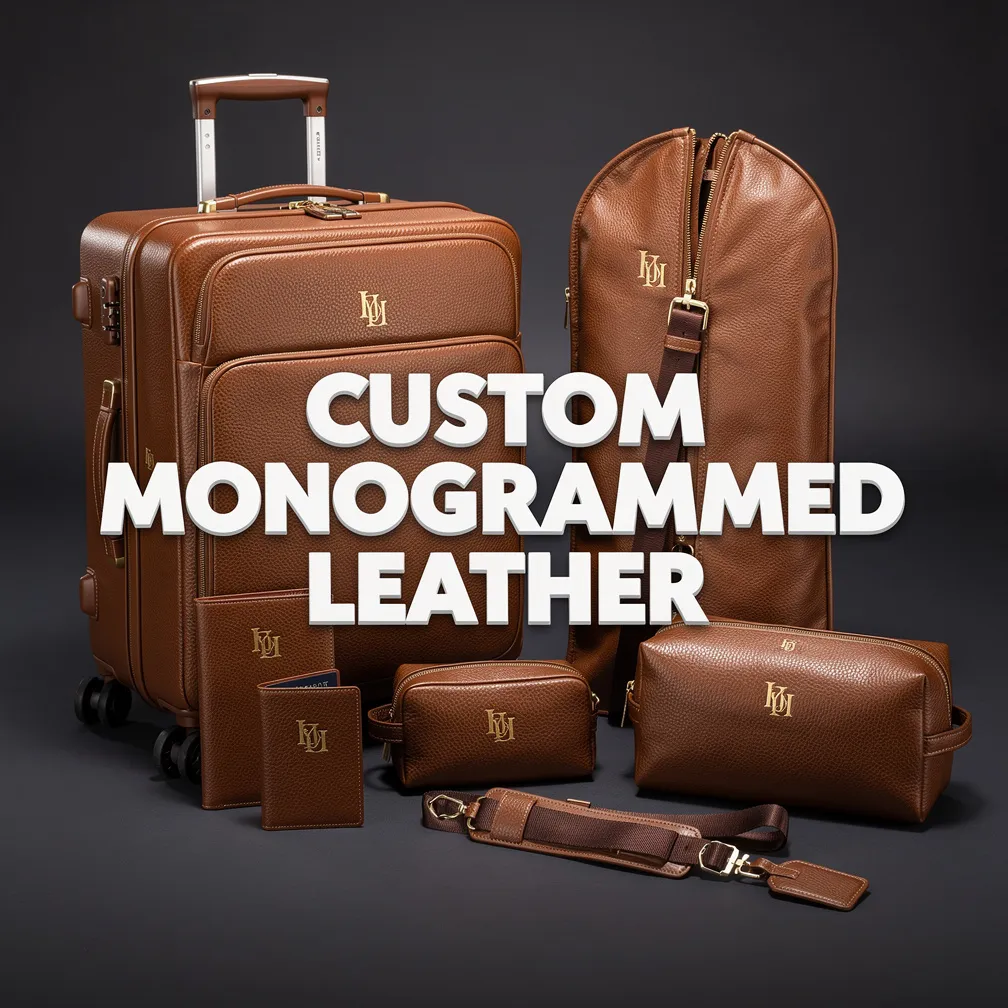 Leonadem handmade leather - Monogrammed Leather Travel Set Executive Promotion Guide 1:1 guide