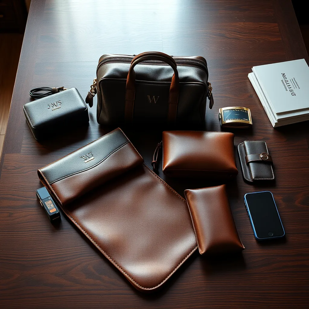 Leonadem artesania en cuero hecho a mano - Monogrammed Leather Travel Set Executive Promotion Guide