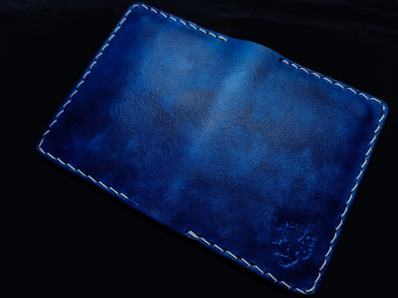 Handmade blue leather wallet