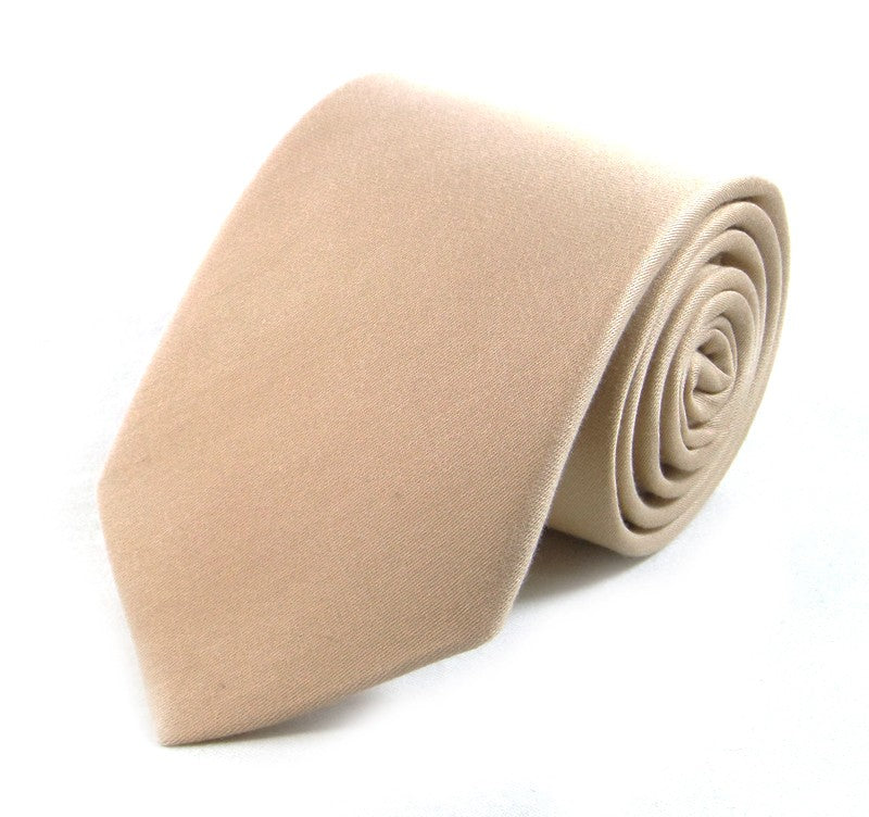 Cream Beige Plain Cotton Tie