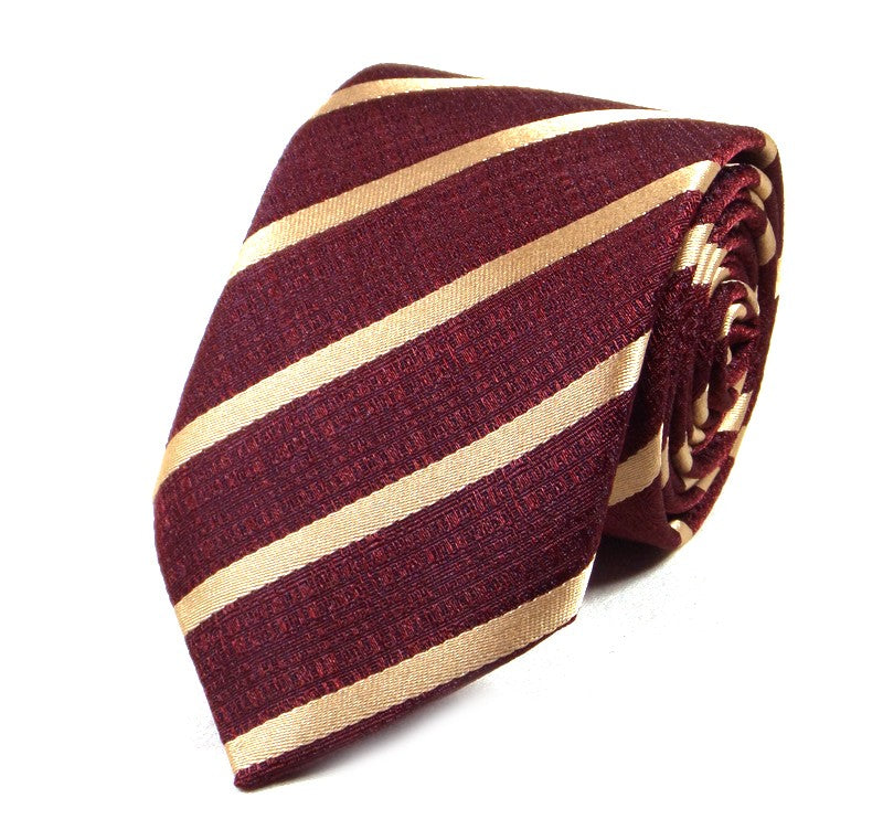 Burgundy Beige Striped Tie