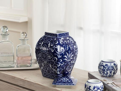 blue white ceramic vase